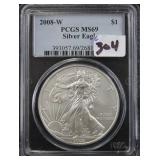 2008-W SILVER EAGLE - PCGS GRADED MS69