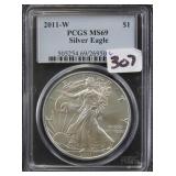 2011-W SILVER EAGLE - PCGS GRADED MS69 2011-W SILVER EAGLE - PCGS GRADED MS69