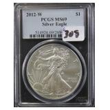 2012-W SILVER EAGLE - PCGS GRADED MS69 2012-W SILVER EAGLE - PCGS GRADED MS69