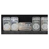 5 - 1 TROY OUNCE SILVER BARS APMEX - AMERICAN 5 - 1 TROY OUNCE SILVER BARS APMEX - AMERICAN