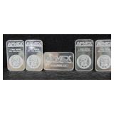 5 - 1 TROY OUNCE SILVER BARS APMEX - AMERICAN