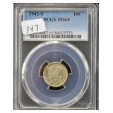 1942-S MERCURY DIME - PCGS GRADED MS65 1942-S MERCURY DIME - PCGS GRADED MS65