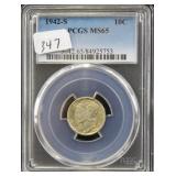 1942-S MERCURY DIME - PCGS GRADED MS65