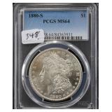 1880-S MORGAN SILVER DOLLAR - PCGS GRADED MS64