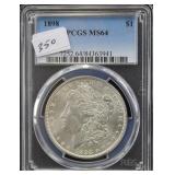 1898 MORGAN SILVER DOLLAR - PCGS GRADED MS64