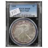 1999 SILVER EAGLE - PCGS GRADED MS68 1999 SILVER EAGLE - PCGS GRADED MS68