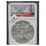 2014-S SILVER EAGLE - EARLY RELEASE - NGC GRADED