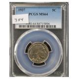 1937 BUFFALO NICKLE - PCGS GRADED MS64 1937 BUFFALO NICKLE - PCGS GRADED MS64