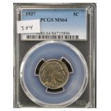 1937 BUFFALO NICKLE - PCGS GRADED MS64