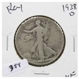 1938-D WALKING LIBERTY HALF DOLLAR - KEY DATE