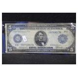 1914 LARGE $5 FEDERAL RESERVE NOTE FEDERAL