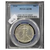 1934 WALKING LIBERTY SILVER HALF DOLLAR - PCGS