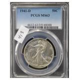 1941-D WALKING LIBERTY SILVER HALF DOLLAR - PCGS 1941-D WALKING LIBERTY SILVER HALF DOLLAR - PCGS