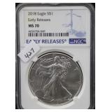 2018 SILVER EAGLE - EARLY RELEASE - NGC GRADED 2018 SILVER EAGLE - EARLY RELEASE - NGC GRADED