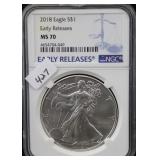 2018 SILVER EAGLE - EARLY RELEASE - NGC GRADED