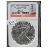 2011-S SILVER EAGLE - EARLY RELEASE - NGC GRADED