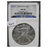 2010 SILVER EAGLE - NGC GRADED MS70