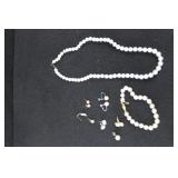 18" PEARL NECKLACE WITH STERLING CLASP, 7" PEARL