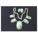 18" STERLING SILVER AND TOURQUOISE NECKLACE AND 18" STERLING SILVER AND TOURQUOISE NECKLACE AND