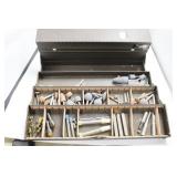 KENNEDY TOOL BOX WITH BUFFER WHEELS, STAMPS, ETC. KENNEDY TOOL BOX WITH BUFFER WHEELS, STAMPS, ETC.