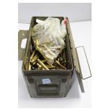 METAL ARMY AMMO CAN WITH 30 CAL. BRASS CASINGS