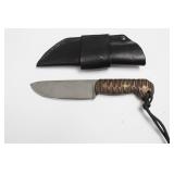 FIXED BLADE KNIFE WITH LEATHER SHEATH