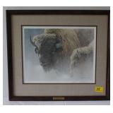 WOOD BISON PORTRAIT BY ROBERT BATEMAN SIGNED