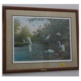 EGRETS BELOW THE BRIDGE BY OWEN GROMME SIGNED EGRETS BELOW THE BRIDGE BY OWEN GROMME SIGNED
