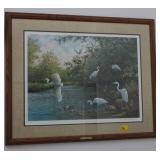 EGRETS BELOW THE BRIDGE BY OWEN GROMME SIGNED