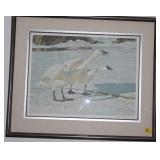 COURTING PAIR-WHISTLING SWANS BY ROBERT BATEMAN