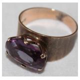 14K GOLD RING WITH PURPLE STONE