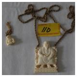 2 IVORY STYLE BUDDA PINDENTS AND NECKLACE 2 IVORY STYLE BUDDA PINDENTS AND NECKLACE