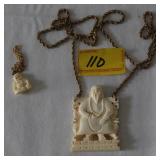 2 IVORY STYLE BUDDA PINDENTS AND NECKLACE