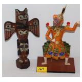 11" TOTEM POLE AND ORIENTAL SWORD MAN