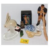 ASSORTED GLASS, CLAY FIGURES ASSORTED GLASS, CLAY FIGURES