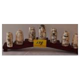 7PC 2" ORIENTAL BONE FIGURES AND STAND 7PC 2" ORIENTAL BONE FIGURES AND STAND