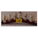 7PC 2" ORIENTAL BONE FIGURES AND STAND