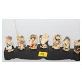7PC 3" BONE ORIENTAL FIGURES AND STAND 7PC 3" BONE ORIENTAL FIGURES AND STAND