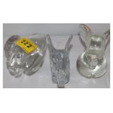3PC CRYSTAL FIGURES 2 ELEPHANTS AND DOG 3PC CRYSTAL FIGURES 2 ELEPHANTS AND DOG