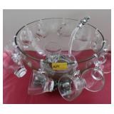PUNCH BOWL , CUPS, LADEL PUNCH BOWL , CUPS, LADEL