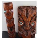 2PC HAND CARVED VASES AOTEAROR