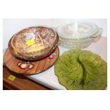 PAINTED PLATE AND BOWL, DIVED PLATTER PAINTED PLATE AND BOWL, DIVED PLATTER