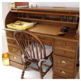 OAK ROLL TOP DESK