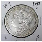 1892 S MORGAN DOLLAR F  KEY DATE