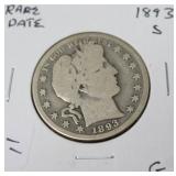 1893 S BARBER HALF DOLLAR RARE DATE