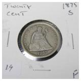 1875 S TWENTY CENT PIECE  VG