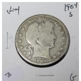 1904 S BARBER HALF DOLLAR  G  KEY