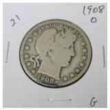 1908 O BARBER HALF DOLLAR  G