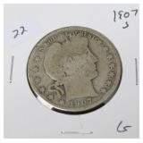 1907 S BARBER HALF DOLLAR G