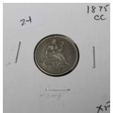 1875 CC SEATED DIME  XF